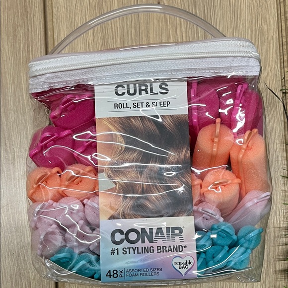 Conair Curl Foam Rollers in Pink, Orange, and Blue - Picture 1 of 1